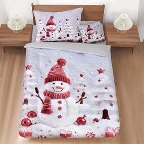 3 részes ágyneműgarnitúra Polycotton karácsonyi Hóember 200x140cm+90x70cm TiaHome