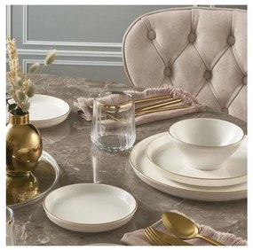 16 részes porcelán étkészlet, bézs/arany