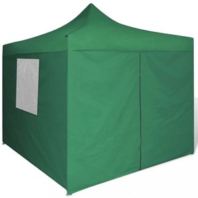 zöld összecsukható pavilon 4 fallal 3 x 3 m