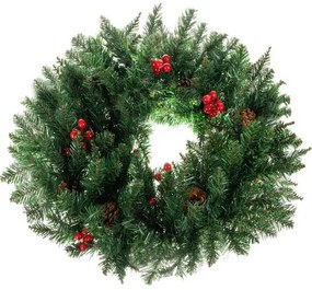 Karácsonyi Koszorú Ajtóra Dekoratív Dísz 60cm Sűrű XXL