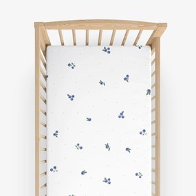 Goldea gyermek gumis pamut lepedő kiságyba - áfonya mintás 60 x 120 cm