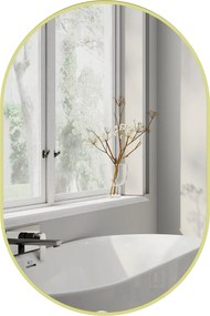 HOMCOM Ovális Fürdőszoba Tükör 60x90 cm Alumínium Kerettel, Dekoratív Fali Tükör, Függőleges és Horizontális Elhelyezés, Arany | Aosom