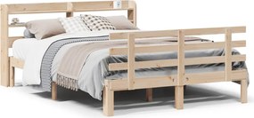 vidaXL tömör fenyőfa ágykeret fejtámlával 120 x 200 cm