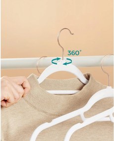 Bársony vállfák, 30 db-os ruhaakasztó készlet, fehér