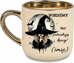 Elegáns bögre Boszorkányoknak is szükségük van kávéra név ajándék 400 Krém