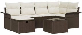vidaXL Kerti Kanapé Szett párnával tárolóval 7 pcs Poli rattan