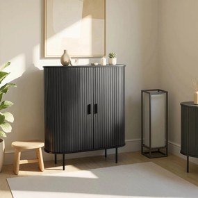 Kétajtós, tolóajtós komód 100 cm méretben, fekete színben TRISH