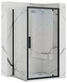Rea Rapid Swing - zuhanykabin csuklós ajtóval 90 (ajtó) x 100 (fali) átlátszó üveg, fekete profil, KPL-009927