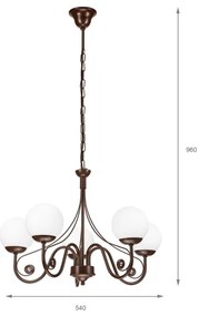 Brilagi - LED Csillár láncon COTTAGE 5xG9/40W/230V barna/fehér