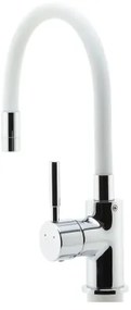 FERRO - Mosogató csap rugalmas karral fényezett króm/fehér