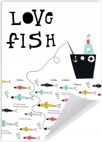 Poszter Gyerek felirat Love fish 50X70 cm