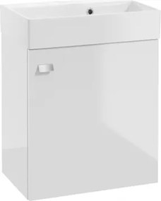 Függő fürdőszoba szekrény mosdóval 60x50cm Fehér fényes Összeszerelt