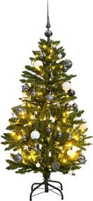 vidaXL csuklópántos műkarácsonyfa 150 LED-del és gömbökkel 120 cm