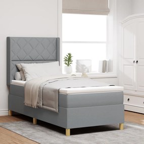 Boxspringágy Matrac 100x200 cm Világosszürke Anyag