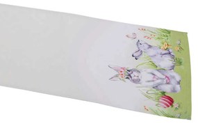 Húsvéti nyuszis asztali futó 40X150 cm fehér