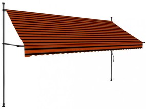 narancssárga-barna kézzel feltekerhető LED-es napellenző 350 cm
