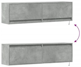 betonszürke falra szerelhető TV-szekrény LED-del 140x31x38 cm