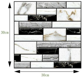 3 Darab 3D Rusztikus Fehér Márvány Hatású Falpanel Öntapadós Fürdőszobában Wc-be Szobába Felragasztható Beltérre 30X30 Cm Falmatrica