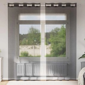 2 db fekete fátyolfüggönyök rojtokkal 140x245 cm
