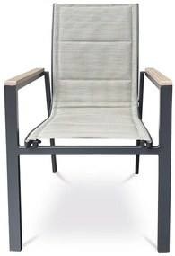 Kerti szék bézs textilén, alumínium, fekete színű