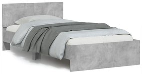 betonszürke szerelt fa ágykeret fejtámlával 100x200 cm