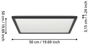 Eglo 901444- LED Fürdőszobai mennyezeti lámpa ROVITO 17W/230V 50x50 cm IP44 fekete