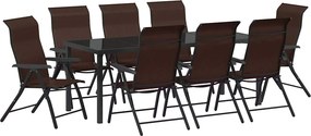 vidaXL Kert étkező szett 9 pcs Barna Porszórt acél