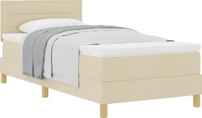 vidaXL Boxrugós ágy matracmal fejtámlával Krém 90 x 190 cm szövet