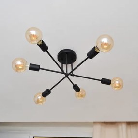 LED Felületre szerelhető csillár CAMBRIDGE 6xE27/8W/230V fekete