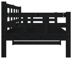 fekete tömör fenyőfa kanapéágy 80x200 cm