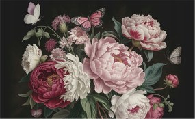 Fotótapéta Flizelin Dekoratív Iroda Bazsarózsa és pillangók 416x254 Ragasztó