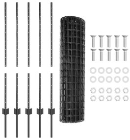 Kerti Kerítés Szett 2 db Szürke Fém 10 x 1 m Tartós