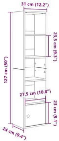 barna tölgy színű szerelt fa könyvespolc 31x24x127 cm