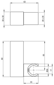 Deante Square Point sárgaréz kézi zuhanyfejtartó, króm, ANS_021U