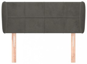 sötétszürke bársony fejtámla szárnyakkal 93x23x78/88 cm