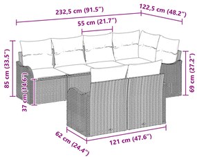 7 Részes Kerti Kanapé Készlet Párnákkal Bézs Poli Rattan, 2-Fős Kerti Kanapé Párnákkal Bézs Poli Rattan