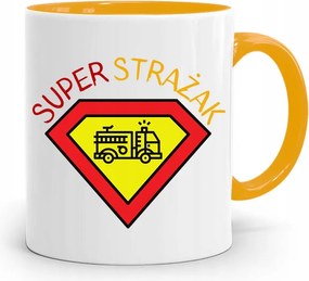 Sárga Bögre Tűzoltónak Szuper Tűzoltó nyomott mintával