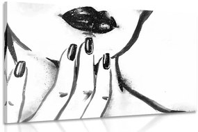 Kép akvarell női portrét fekete fehérben