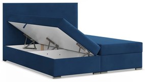 Agen ágy, bársony, 160 x 200, ágyneműtartóval, kék