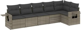 vidaXL 6 részes szürke polyrattan kerti ülőgarnitúra párnákkal