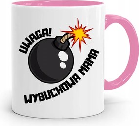 Rózsaszín Bögre Ajándék Anyukáknak Robbanékony Anya fényképes nyomtatással