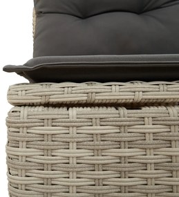 9 Részes Kerti Kanapé Szett Párnákkal Világosszürke Poli Rattan, 2-Fős Kerti Kanapé Párnákkal Világosszürke Poli Rattan