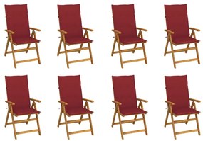 vidaXL 8 db összecsukható tömör akácfa kerti szék párnával