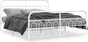 vidaXL fehér fém ágykeret fej- és lábtámlával 193 x 203 cm