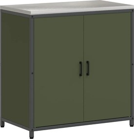 vidaXL Konyhai Tárolás polcokkal ajtóval Olajzöld 60 x 50 x 92 cm Acél