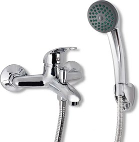 EuroStandard ECOLINE kádtöltő csaptelep - zuhanyszettel - fix falitartóval - KRÓM