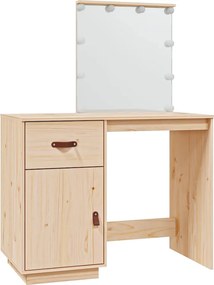 vidaXL tömör fenyőfa fésülködőasztal LED-del 95 x 50 x 133,5 cm