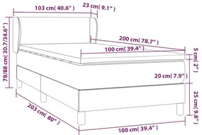 sötétzöld bársony rugós ágy matraccal 100 x 200 cm