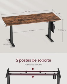Elektromosan állítható íróasztal 70 x 160 x (72-120)cm