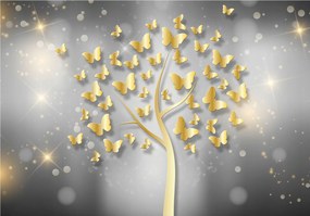 Arany fa pillangók tapéta vinil falra 254x184 Elegancia Bokeh +ragasztó